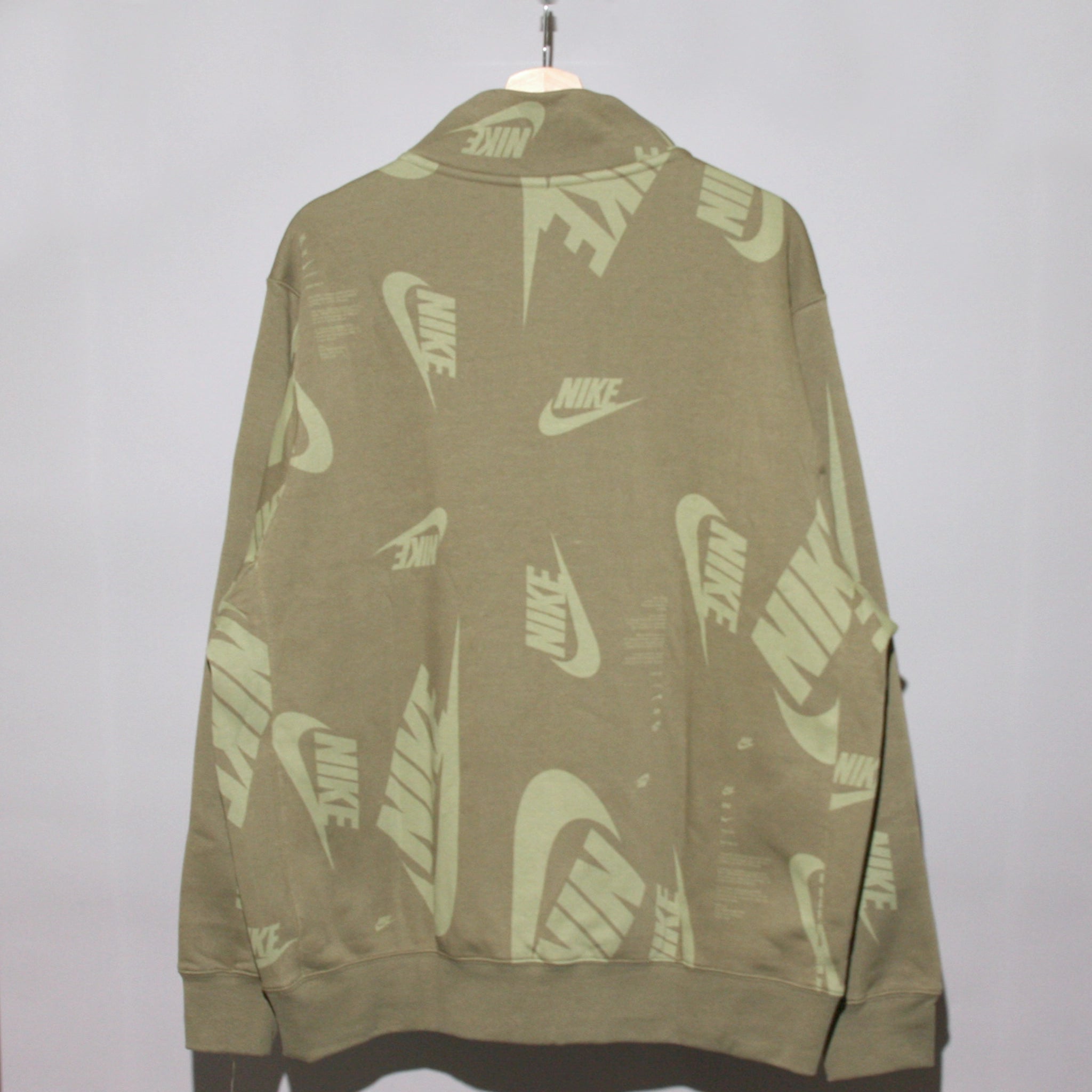 Nike Sportswear Club Swoosh Allover Print Fleece 1/2 Zip Top Back Side