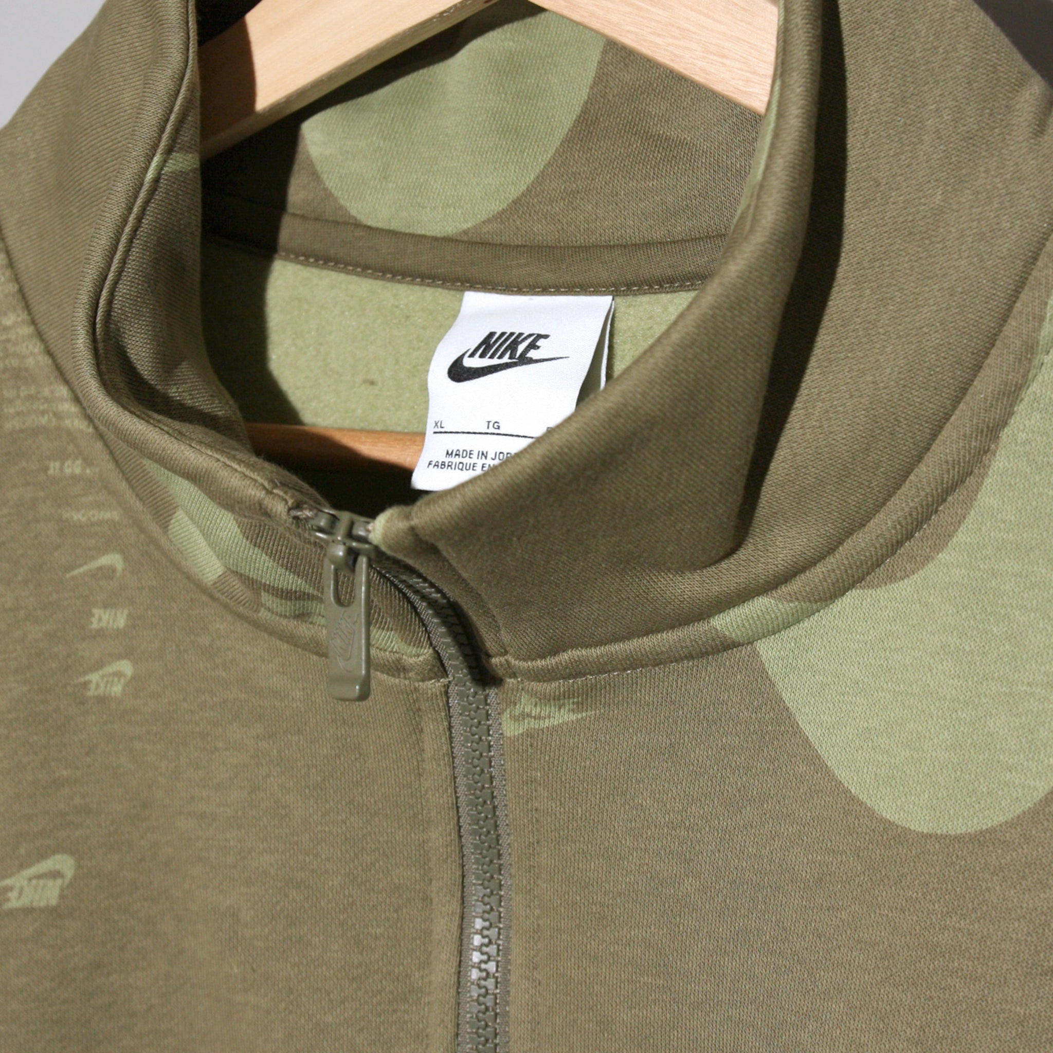 Nike Sportswear Club Swoosh Allover Print Fleece 1/2 Zip Top Detail