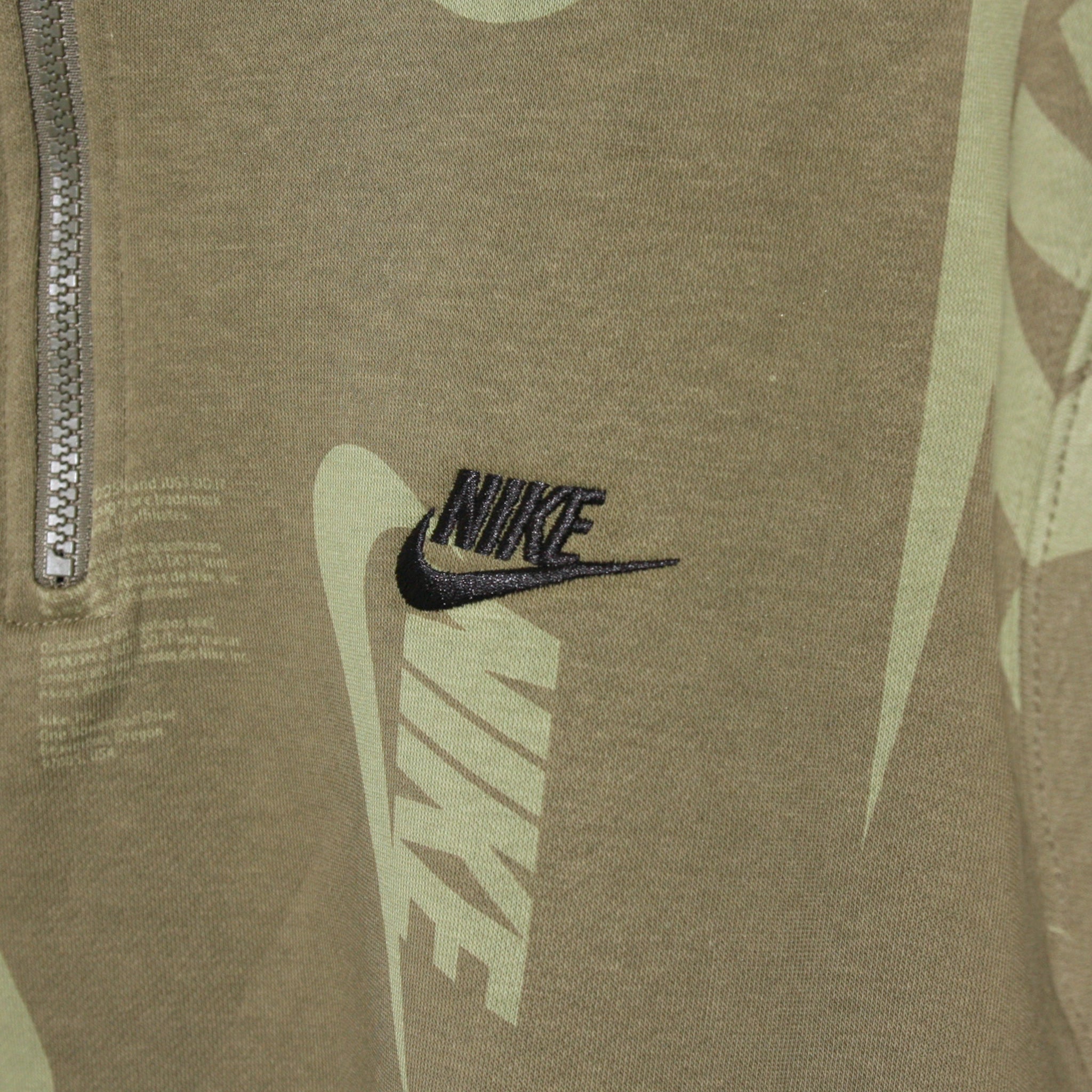Nike Sportswear Club Swoosh Allover Print Fleece 1/2 Zip Top Detail